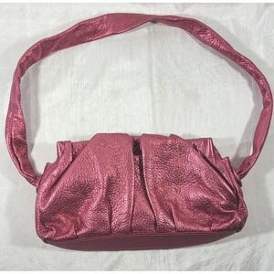 Elleme Paris Made in Italy Pebble Grain Pleated Hot Pink Shoulder Bag Purse